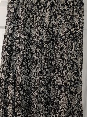 Ashley By 26 International Black and White Floral Tiered Maxi Skirt
